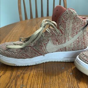 Nike High-Top Sneakers in Red and Beige